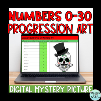 Preview of FREEBIE Spanish Numbers 0-30 Progression Art Mystery Picture |  Los Números