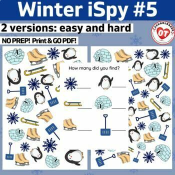 Preview of FREEBIE: OT winter ispy: #5 winter themed search, find and count ispy