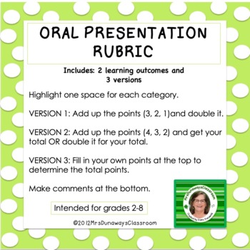 Preview of FREEBIE Oral Presentation Rubric