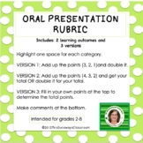 FREEBIE Oral Presentation Rubric