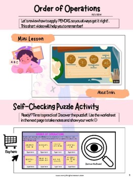 Preview of FREEBIE Order of Operations PEMDAS - Mini-lesson and Worksheet