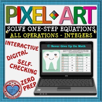 Preview of FREEBIE PIXEL ART: Solve One-Step Equation - All Operations DISTANCE LEARNING