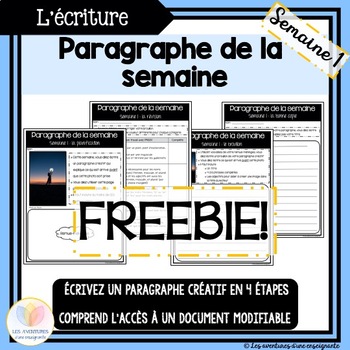 Preview of FREEBIE Paragraphe de la semaine: Semaine 1 || Distance Learning FRENCH