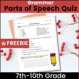 FREEBIE Parts of Speech Quiz Middle School Assessment 