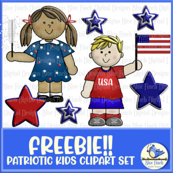 Preview of FREEBIE! Patriotic Kids Clipart