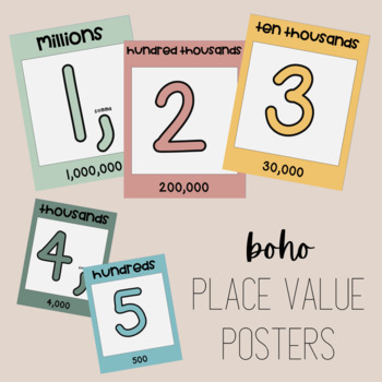 Preview of FREEBIE Boho Place Value Posters