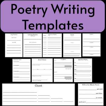 Preview of FREEBIE Poetry Writing Templates