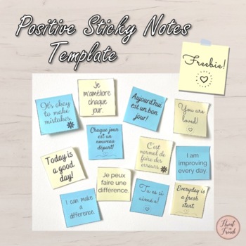 Preview of FREEBIE Positive Affirmations Sticky Notes (Bilingual)