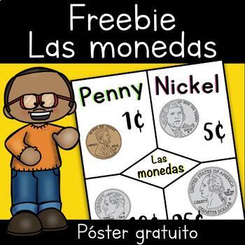 Preview of FREEBIE Poster Las monedas / US Coins Poster in Spanish