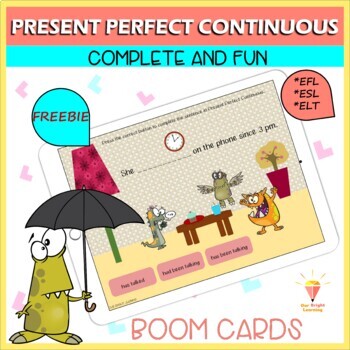 Preview of FREEBIE | Present Perfect Continuous | BOOM Cards | Distance Learning | game