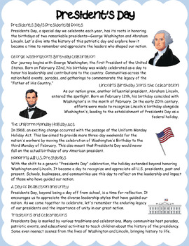 Preview of FREEBIE President's Day Passage EDITABLE CANVA LINK