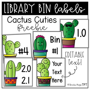 FREEBIE Printable EDITABLE TEXT Cactus Cuties Library Bin Labels