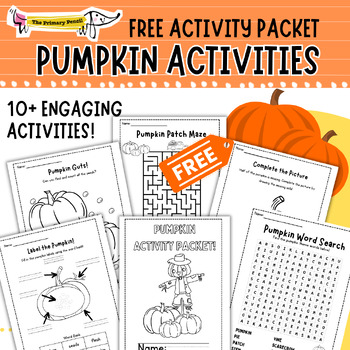 Preview of FREEBIE Pumpkin Activity Packet | Coloring and Literacy Worksheets | October