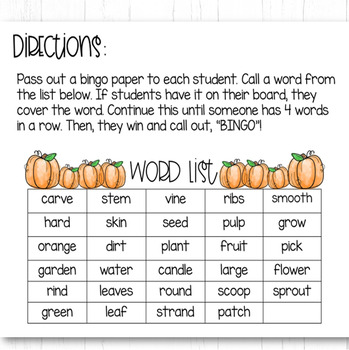 Pumpkin Bingo By Classroom Creations Llc 