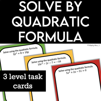 Preview of FREE Solve Equations by Quadratic Formula - Differentiated Practice Task Cards