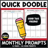FREEBIE! Quick Doodle Monthly Word Drawing Prompts / Doodl
