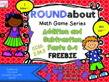 Preview of FREEBIE ROUNDabout Math Game Series:  Addition and Subtraction 0-9