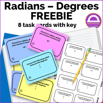 Preview of FREEBIE Radians Degrees Task Cards