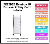 FREEBIE Rainbow 10 Drawer Rolling Cart Labels// Printable