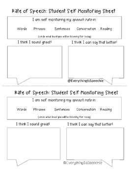 Preview of FREEBIE! Rate of Speech Self Monitoring Half Sheet