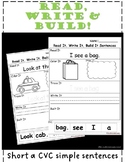 FREEBIE Read, Write & Build Short A CVC Sentences