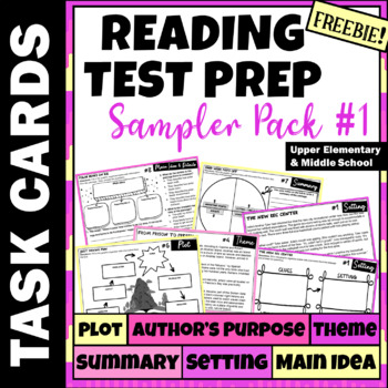 Preview of FREEBIE | Reading Comprehension Task Cards | Test Prep 3rd-6th | Sampler Pack #1