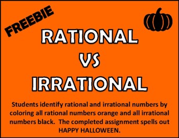 Preview of FREEBIE!  Real Number System Halloween Color Sheet