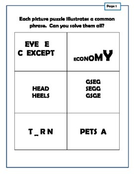 freebie rebus puzzles for critical thinking by one teacher s adventures