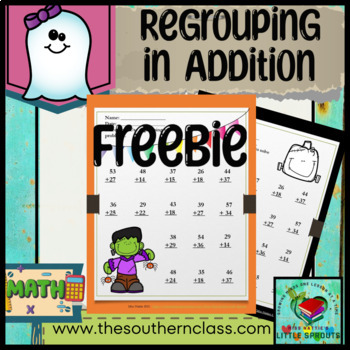 Preview of FREEBIE Regrouping in Addition-Halloween Edition- Carrying