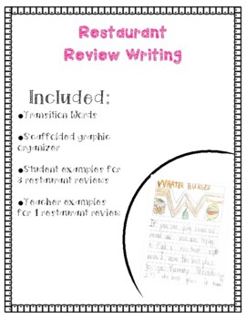 Preview of FREEBIE!! Restaurant Review Writing, Opinion and Persuasive Writing