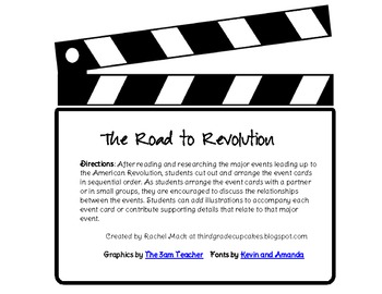 Preview of FREEBIE Road to the American Revolution (CCSSI Grade 3 Standards included)