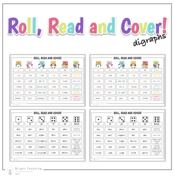 Preview of FREEBIE Roll, Read and Cover - Digraphs Game