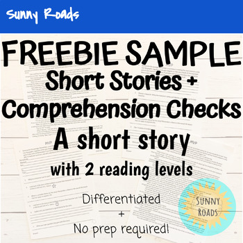 Preview of FREEBIE SAMPLE Short Stories Fiction Passages + Activities