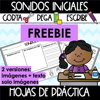 Preview of FREEBIE SONIDOS INICIALES. Corta-Pega-Escribe Activity Pack