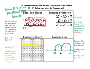 Preview of FREEBIE: SUBTRACTION Strategies Help Sheet for Students and Parents