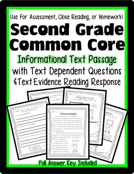Preview of FREEBIE 2nd Grade Paleontologist R.I. Close Reading Passage  Common Core Aligned