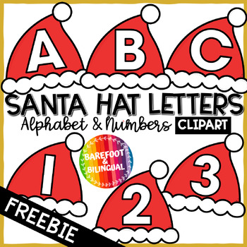 Preview of FREEBIE - Santa Hat Alphabet Clipart - Christmas Letters & Numbers Clipart