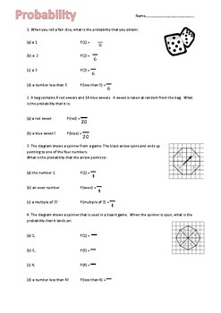 Preview of FREEBIE! - Scaffolded basic probability worksheet
