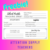 FREEBIE! School Profile Tracking Sheet for Supply Teachers