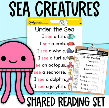 Preview of FREEBIE! Sea Creatures | Shared Reading Poem | Project & Trace