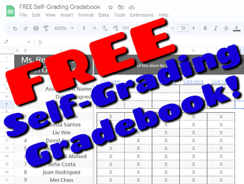 Preview of FREEBIE Self Grading Gradebook - Google Sheets