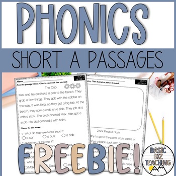 Preview of FREEBIE Short A Word Family Phonics Reading Passage Comprehension | -AT Family