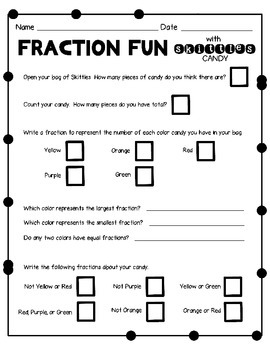 FREEBIE Skittles Candy Fraction Activity by Extra Sprinkle | TpT