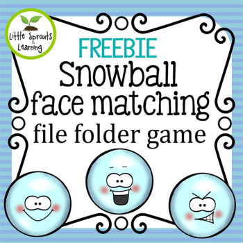 Preview of FREEBIE Snowball Faces (emotions) Matching File Folder Game