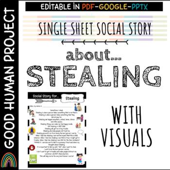 Preview of Social Story For Stealing | Practice Honesty | EDITABLE