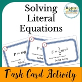 FREEBIE: Solving Literal Equations Task Card Activity 