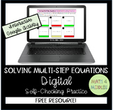 FREEBIE: Solving Multi-Step Equations: Digital Self-Checki