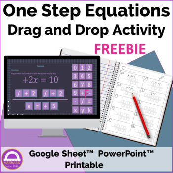 Preview of FREEBIE Solving One Step Equations Activity Show Your Work Digital and Printable