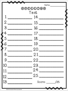 *FREEBIE* Spelling Test Forms (10,15,20,25 word lists) | TpT