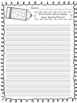 freebie spring break writing paper by cassie carr tpt